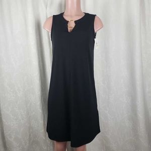 Ellen Tracy Womens Shift Dress Black Stretch Knee